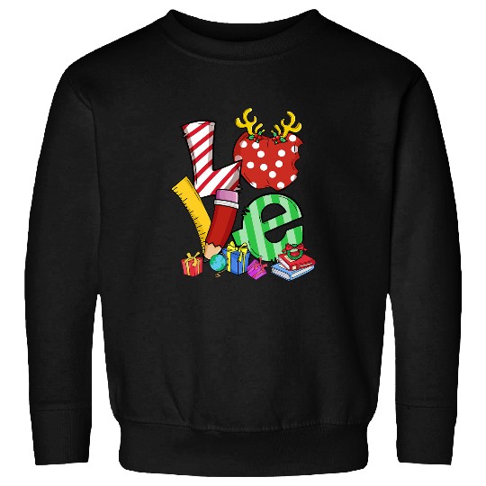Love Teacher Math Christmas Teacher Life Matching Pajamas Sweatshirts