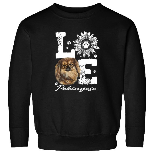 Love Funny Pekingese Dog Paw Sunflower Lover Gift Sweatshirts