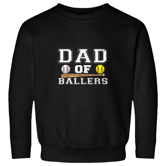 Cute Dad Of Ballers Softball Baseball Dad Fathers Day Men Sweatshirts