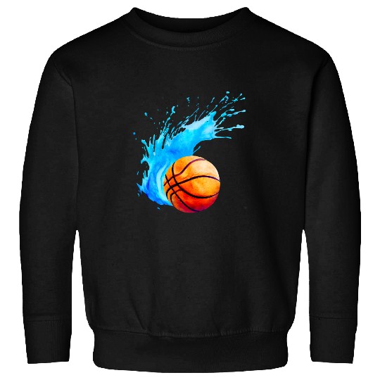 Basketball Ball Watercolor Artistic Splash Player Fan Sweatshirts