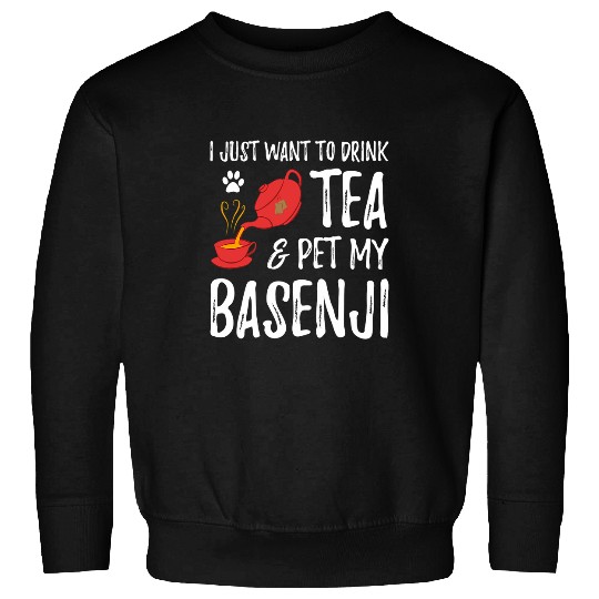 Basenji Dog Lover Tea Drinker Funny Dog Mom Gift Sweatshirts