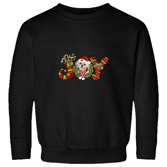 Joy Christmas Shih Tzu Dog Santa Pajamas Xmas Sweatshirts