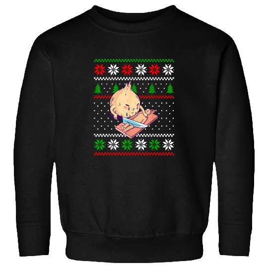 Christmas Onion Cutting Funny Chef Cooking Lover xmass Design Sweatshirts
