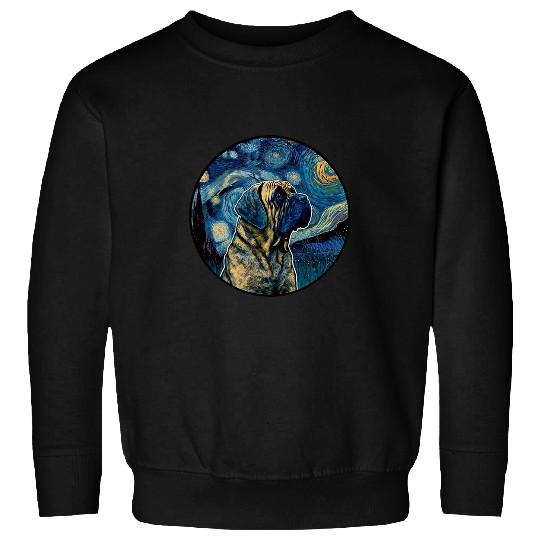 English Mastiff Starry Night Painting Dog Mom Dad Sweatshirts