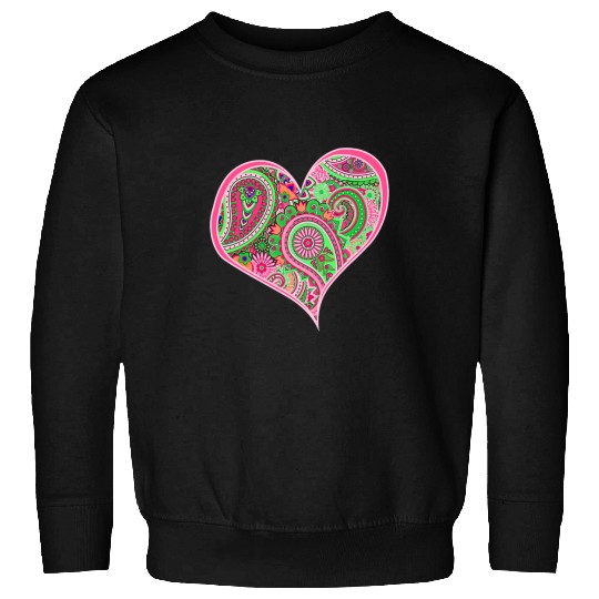 BRIGHT PAISLEY CARTOON PATTERN IN WATERMELON SHADES Sweatshirts