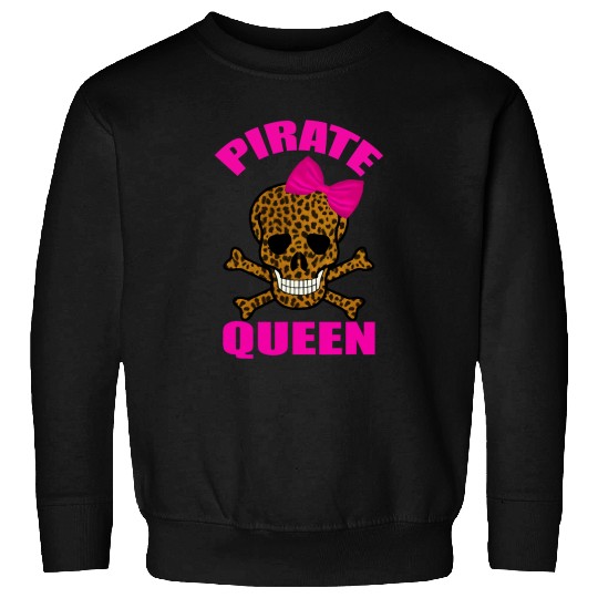 Leopard Print Pink Bow Pirate Queen Skull And Crossbones Sweatshirts