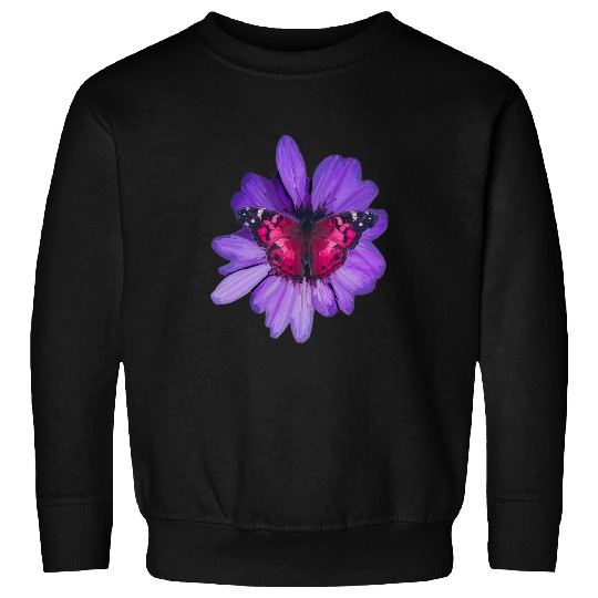 Purple Pink Butterfly Wings Lilac Flower Petal Graphic Print Sweatshirts