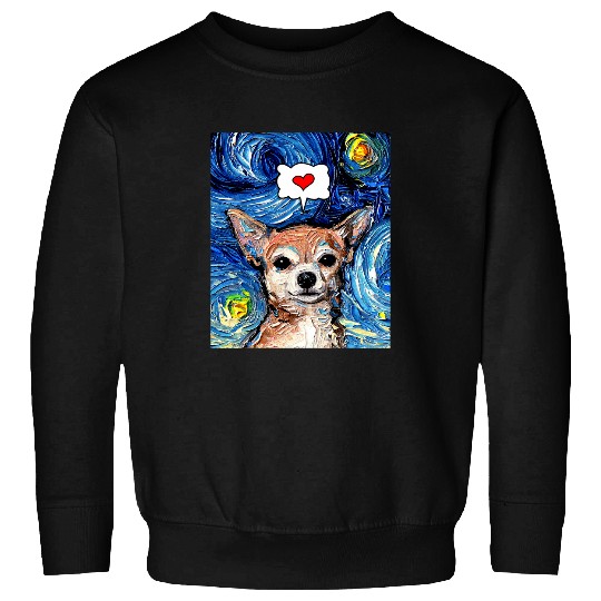 Chihuahua Love Thought Bubble Starry Night Dog Art by Aja Sweatshirts