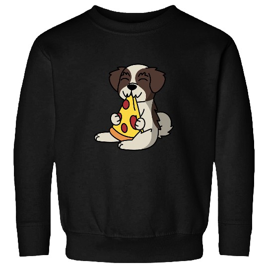 Shih Tzu Eating Pizza Dog Sweatshirts