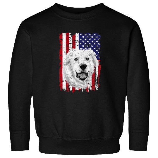 Dogs 365 Distress American flag Great Pyrenees Dog USA Sweatshirts