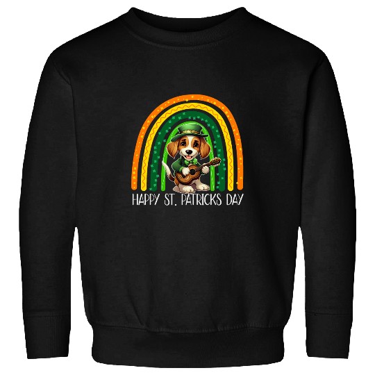 Banjo Player Beagle Dog Shamrock Rainbow St Patricks Day Sweatshirts