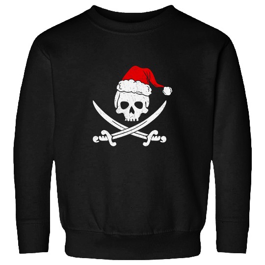 Pirate Graphic Christmas Santa Claus Hat Funny Humor Tee Sweatshirts