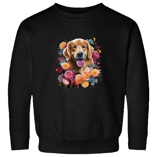 Golden Retriever Flower Bouquet Sweatshirts