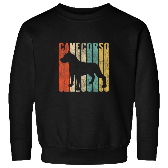Cane Corso Retro 1970s Dog Silhouette Cracked Distressed Sweatshirts
