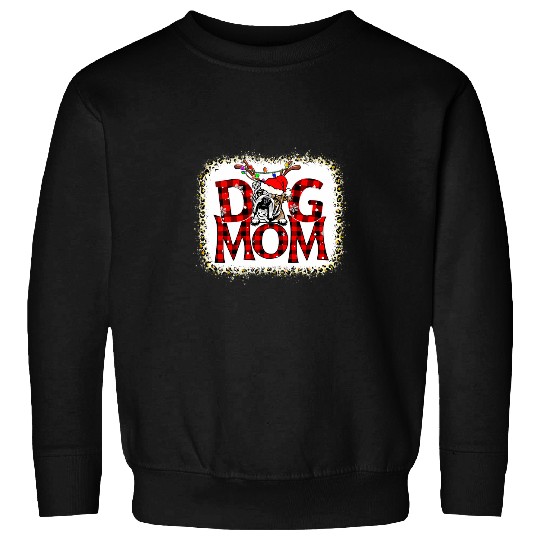 English Bulldog Dog Mom buffalo plaids xmass Reindeer Horn Sweatshirts