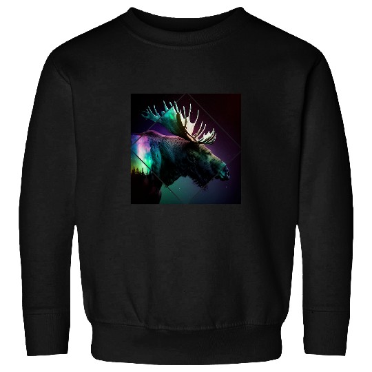 Lacrosse Gift Majestic moose moonlight northern light scandinavia 21 Sweatshirts