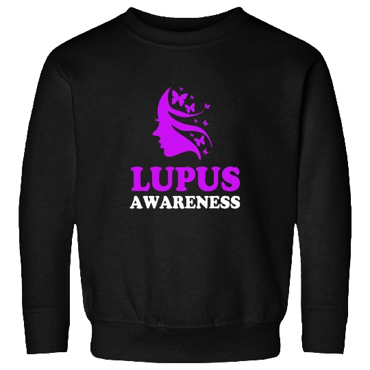 Purple Butterfly Ribbon Lupus Awareness For Women Sweatshirts