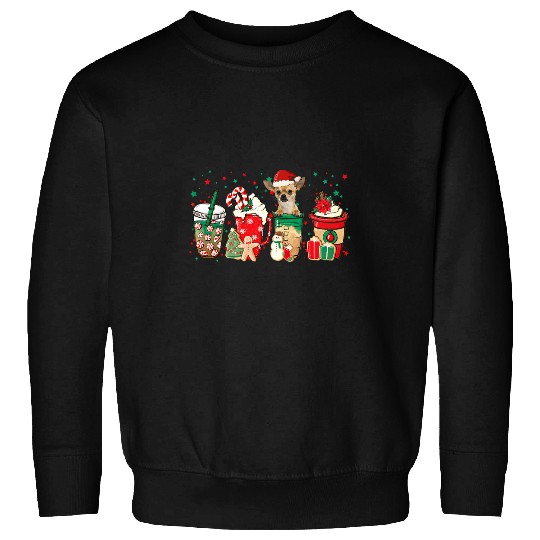 Christmas Coffee Red Peppermint Latte Iced Chihuahua Sweatshirts
