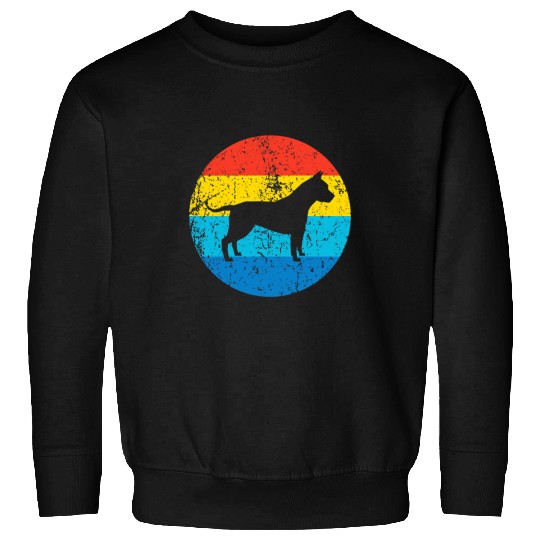 Amstaff Dog Breed Silhouette Retro 1970s Circle Sweatshirts