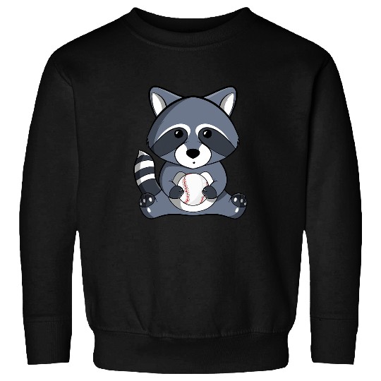 Cute Raccoon With Baseball Ball Raccoon Lovers Sweatshirts