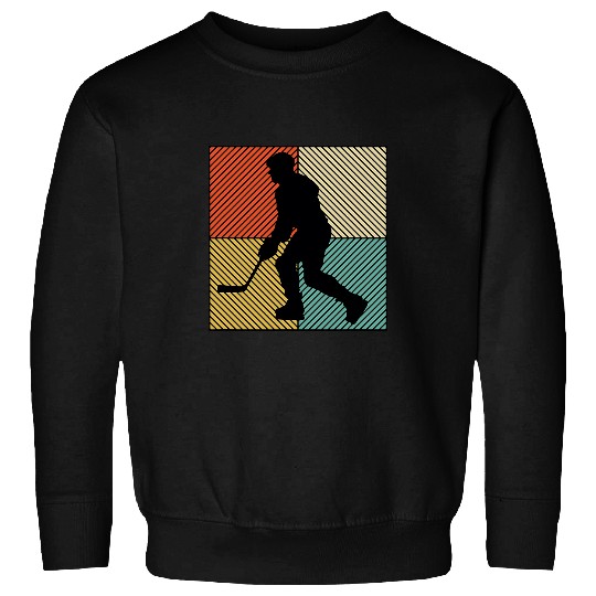 Hockey Player Silhouette Retro Hockey Coach Sweatshirts