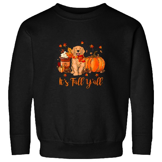 Golden Retriever Fall Scarf Dogs Autumn Leaves Pumpkin Spice Sweatshirts