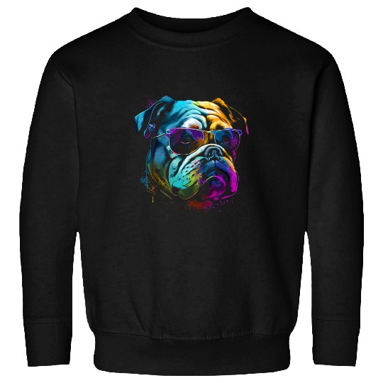 English Bulldog Sunglasses Walking Pet Dogs Fan Sweatshirts