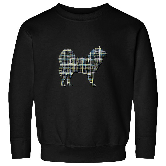 Dog Samoyed Silhouette Abstract Grid Pattern Sweatshirts