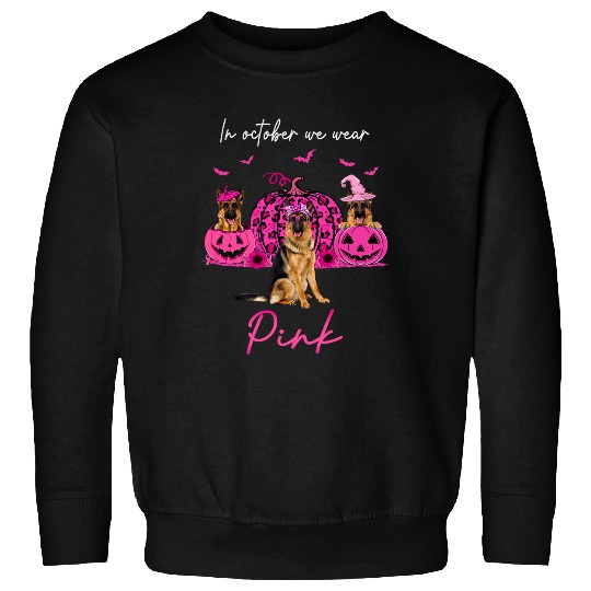 GSD In October We Wear Pink Halloween Dog German Shepherd Dog Dog Sweatshirts