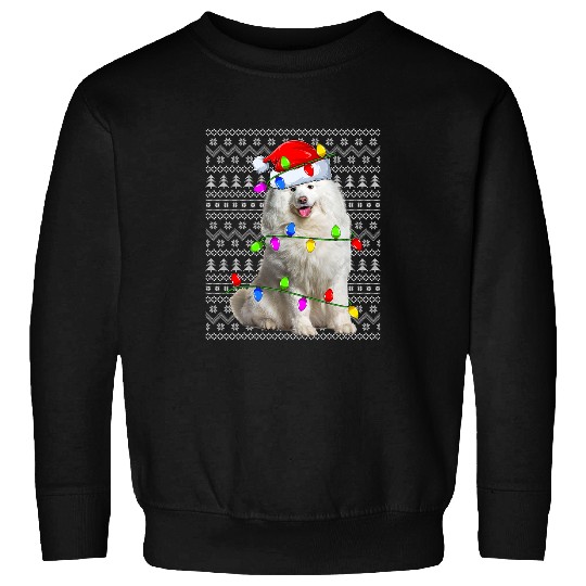 Dog Samoyed xmass Lighting Ugly Santa Samoyed Dog Christmas Sweatshirts