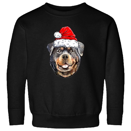 Dog Rottweiler Cute Rottweiler Dog Christmas Santa Hat Puppy Lover Sweatshirts