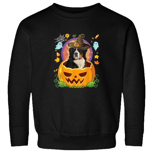 Happy Halloween Pumpkin Bernese Mountain Dog Witch Cute Hat 107 Sweatshirts