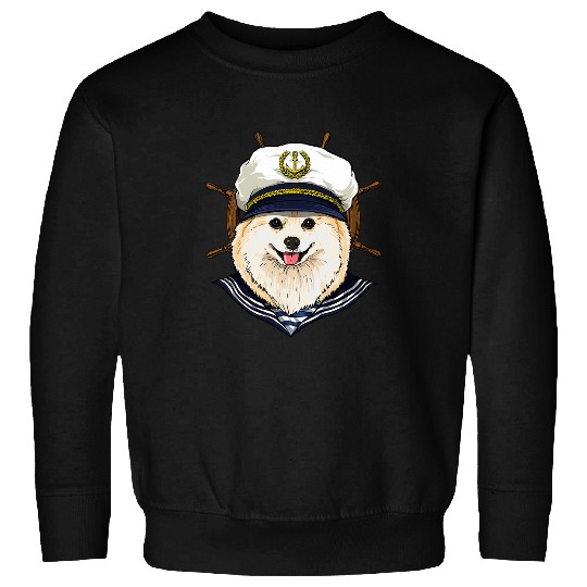 Dog Pomeranian Sailor Boat Captain Pomeranian Dog 150 Sweatshirts