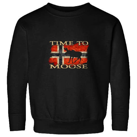 Time To Moose Norway Flag Scandinavia Souvenir Moose Norway Sweatshirts