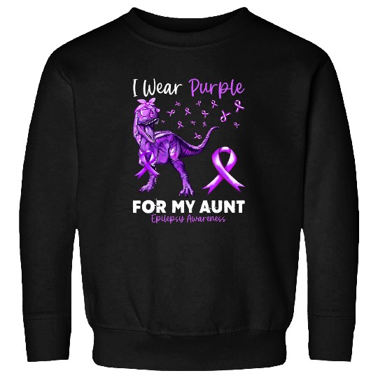 I Wear Purple For My Aunt Epilepsy Awareness Dinosaur Sweatshirts