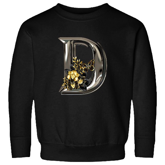 Initial Letter D Monogram with Flowers and Butterfly Sweatshirts