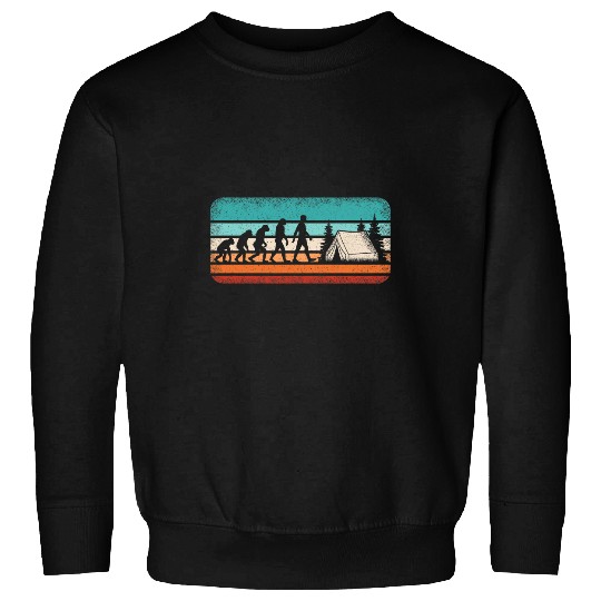 Funny Camping Evolution Retro Camper Hiking Camp Sweatshirts