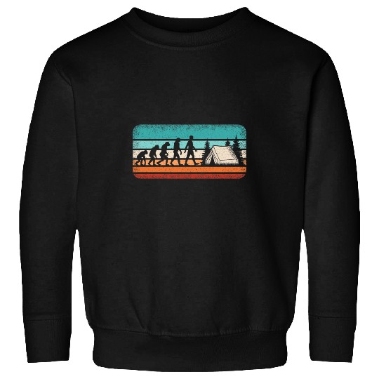 Funny Camping Evolution Retro Camper Hiking Camp Sweatshirts