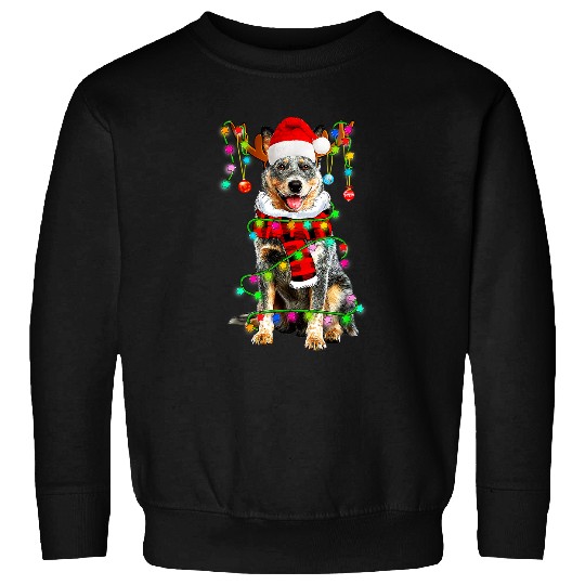 Australian Cattle Dog Santa xmass Puppy Lover Christmas Light243 Sweatshirts