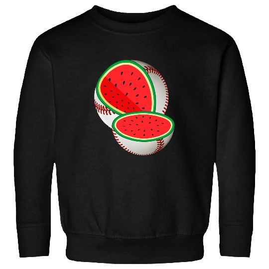 Funny Watermelon Baseball Ball Tropical Melon Summer Vibes Sweatshirts