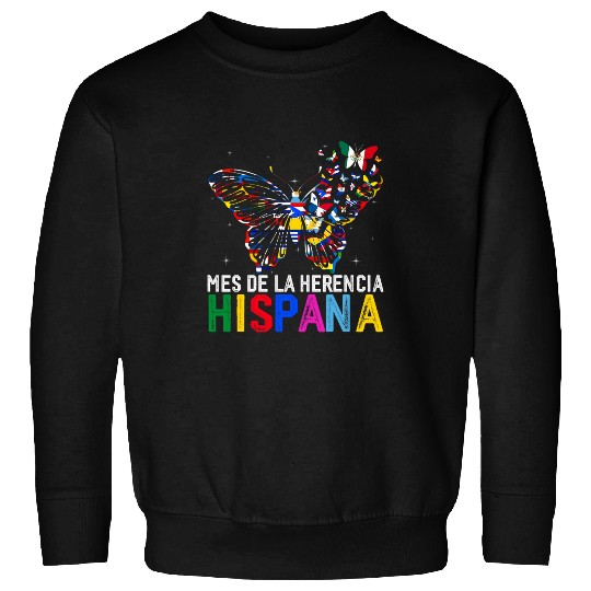 Mes De La Herencia Hispana Butterfly Latinx Countries Flag Sweatshirts