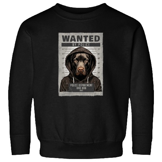 Dog Brown Black Labrador Mugshot Bad Dog Funny Labrador Sweatshirts