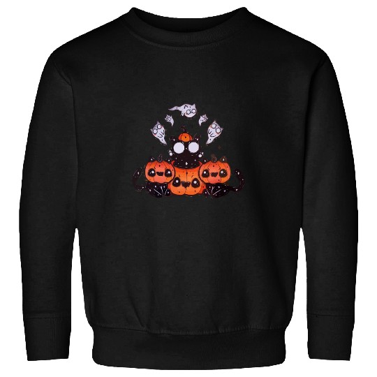Cat On Pumpkin 2Full Moon Halloween ghosts Sweatshirts