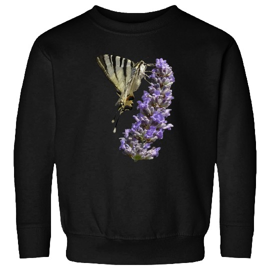 Side View Of Scarce Swallowtail Butterfly Feeding On Lilac Sweatshirts