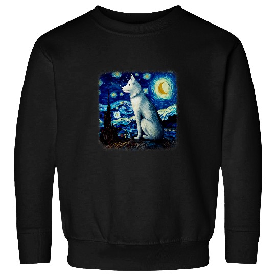 Dog in starry night van gogh Siberian Husky Sweatshirts