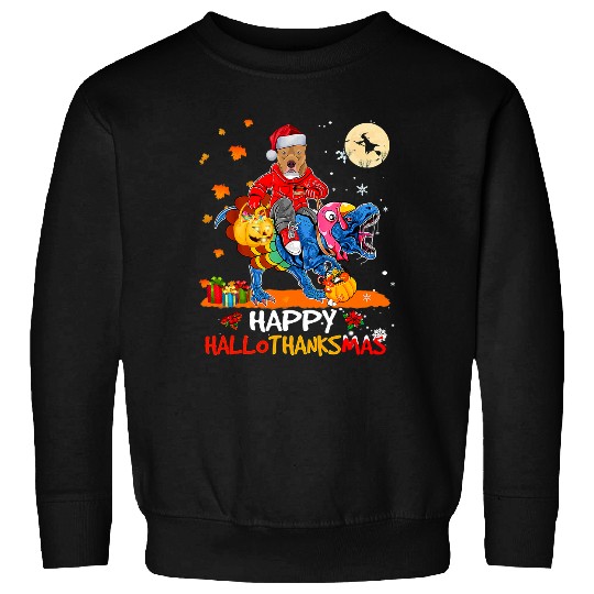 Bully Happy Hallothanksmas Halloween Thanksgiving xmass Pitbull Dog Sweatshirts