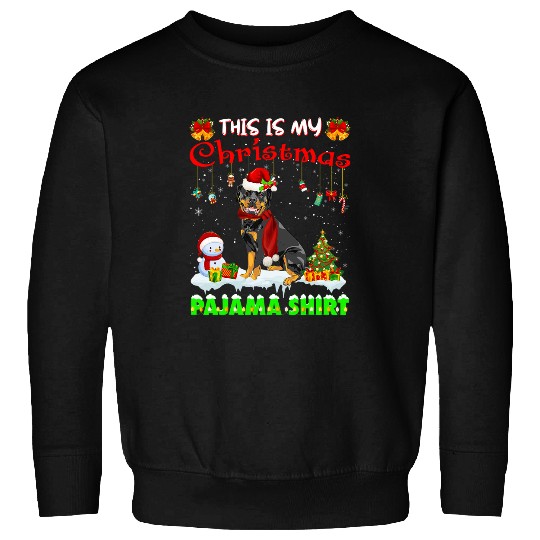 Dog Rottweiler Santa Hat Snowman Tree Christmas Pajama Holiday Sweatshirts