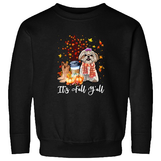 Its Fall Yall Shih Tzu Dog Pumpkin Fall Autumn333 Sweatshirts