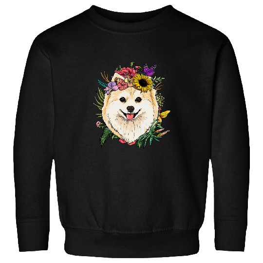 Dog Pomeranian Floral Pomeranian Dog Spring Nature Dog Lovers 486 Sweatshirts