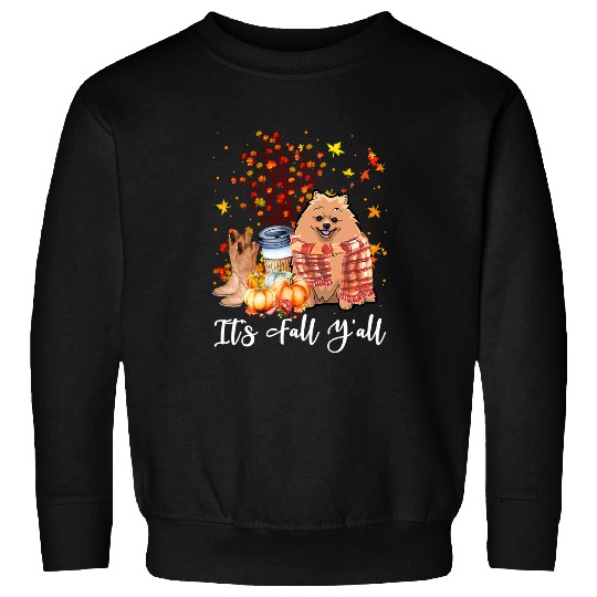 Dog Pomeranian Its Fall Yall Pomeranian Dog Pumpkin Fall Autumn288 Sweatshirts